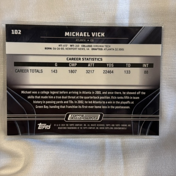 2024 Michael Vick Topps Chrome Black Card - Picture 4 of 4